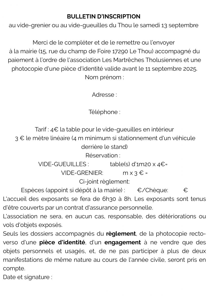 Vide grenier et vide Gueuilles des Martrêches  ...