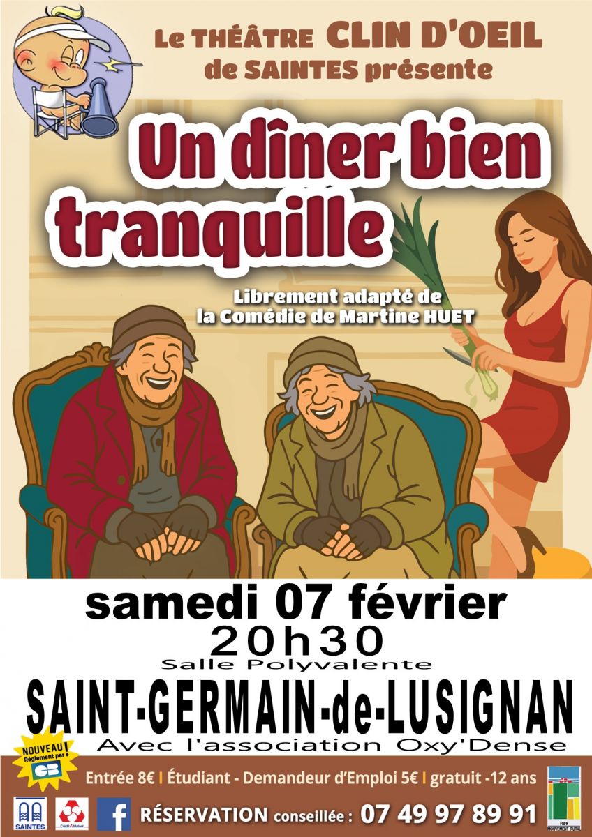 Théâtre comédie " Un dîner bien tranquille"