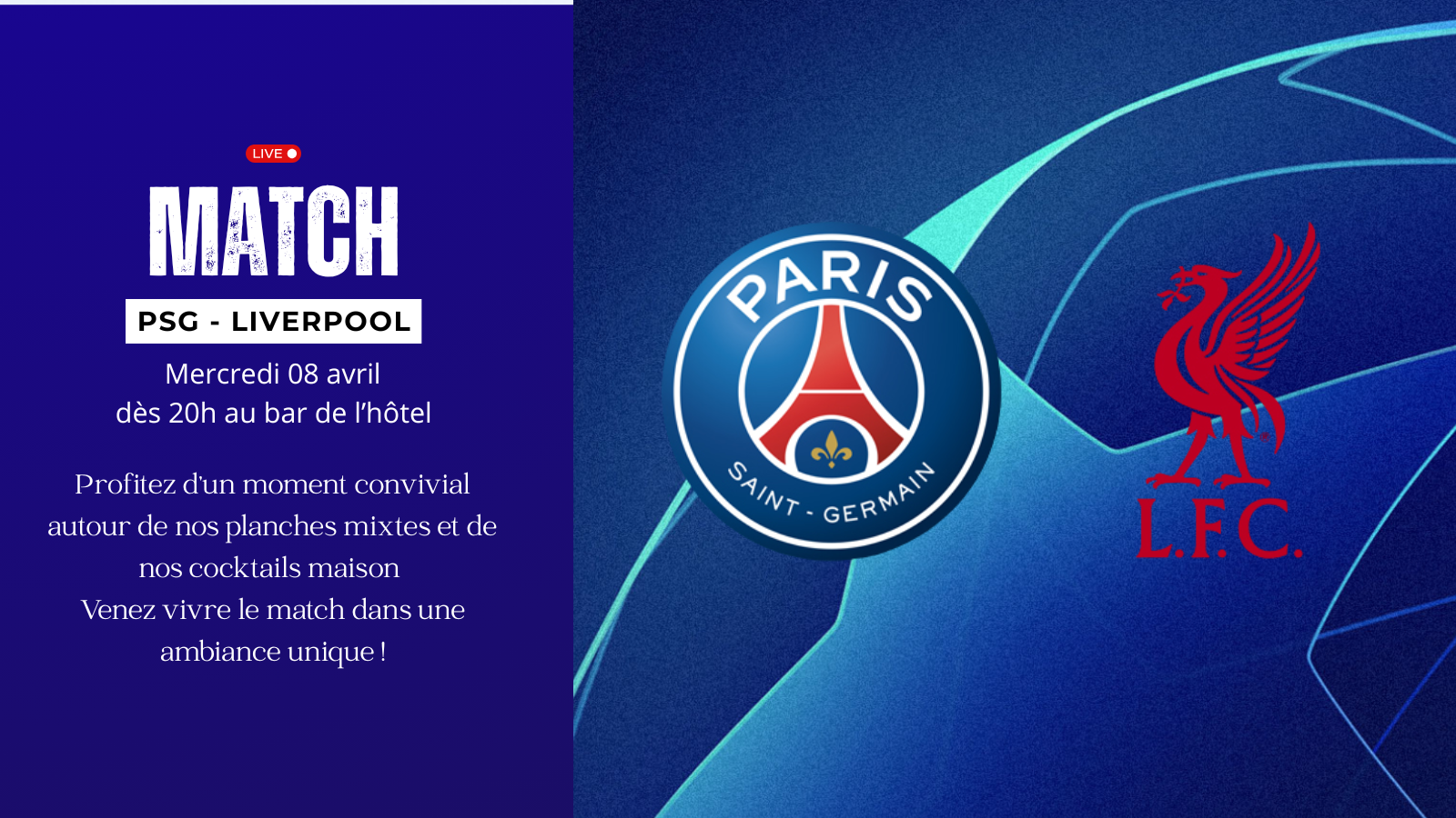 Soirée Football PSG/ Liverpool match en direct ...