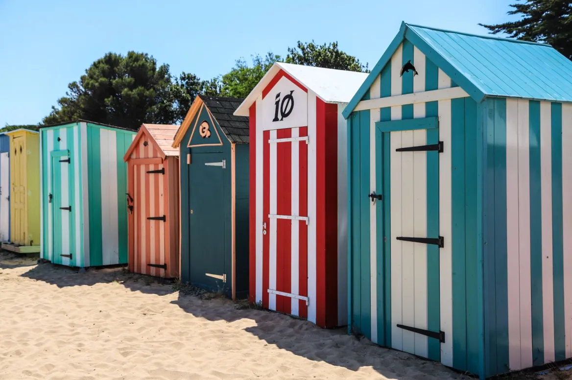 The multi-colored bathing cabins of Saint Denis d’Oléron